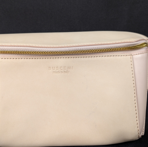 BUSCEMI Luxury Taupe Leather Belt Bag Fanny Pack Gold Buckle Made in Italy - Picture 2 of 15